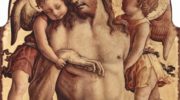 Алтарный полиптих церкви Сан Франческо в Монтефиоре дель Ассо, навершие центральной части  пьета с ангелами