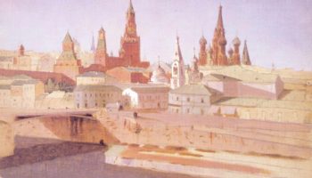 Москва. Вид на Москворецкий мост, Кремль и храм Василия Блаженного